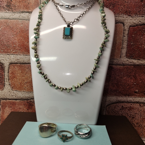 #2264, NATIVE AMERICAN ZUNI, MEXICO , 925 SILVER, REAL TURQUOISE LOT, 33 grs, 5,All Products : American Fashion Style Bags On Sale